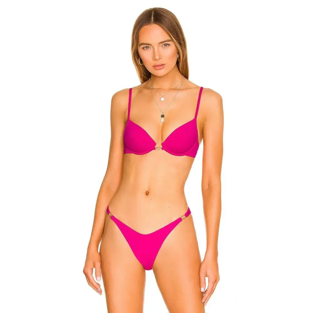 L*SPACE Stardust Top Ziggy Bottom Bitsy Bikini Set Bougainvillea Size XL NEW - Picture 3 of 14